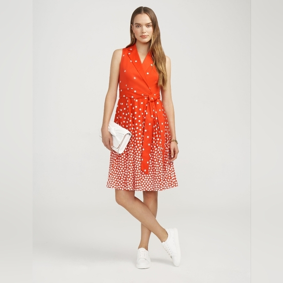 Scattered Dot Notch Collar Wrap Dress in size 14 - Picture 1 of 3